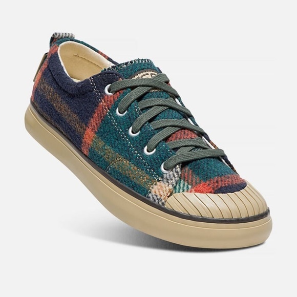 KEEN Plaid Elsa Forest Night Wool Fleece Sneaker Size 9 Lace Up - Picture 1 of 11